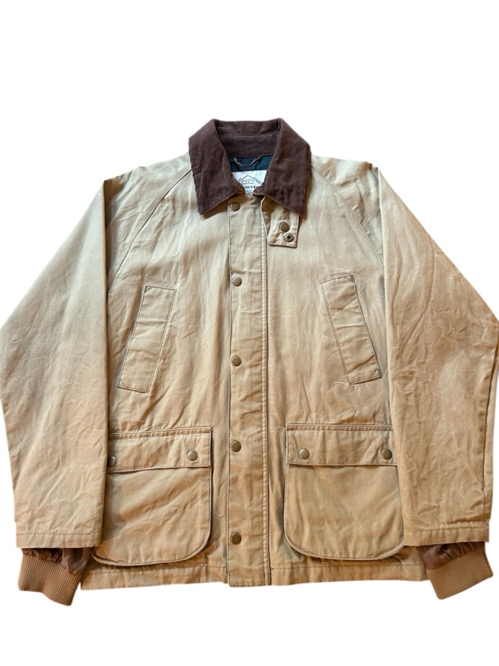 St. John's Bay Tan Field Jacket with Brown Corduroy Collar